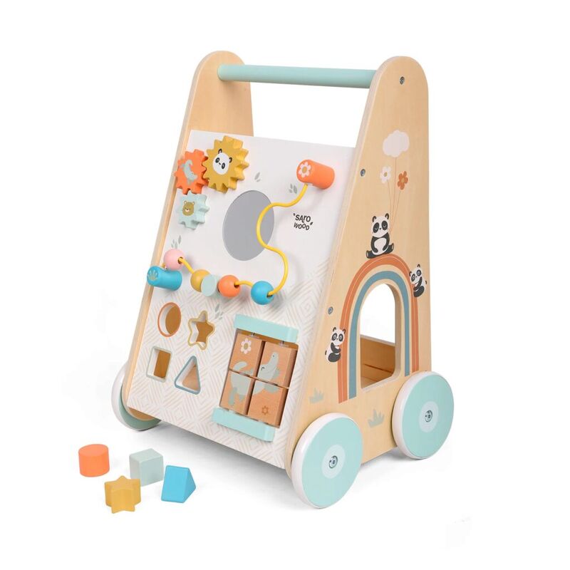 Andador madera con actividades 3355  SARO. JUGUETES PARA BEBE - APILABLES Y ENCAJABLES DE MADERA TRICICLOS MOTOS . Color 0. 