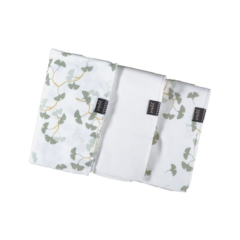 PT.GV Pack Tres toallitas Ginko verde sonpetit. COCHECITOS-CARRICOCHES PARA BEBE SACOS Y TEXTILES MUSELINAS GASAS . Color Verde.