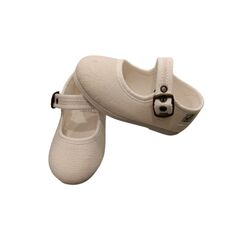 56-105 LONA HEBILLA NIÑA BLANCA MOTESA. ZAPATOS PARA BEBE - ZAPATILLAS DE LONETAS . CALZADO 20. 