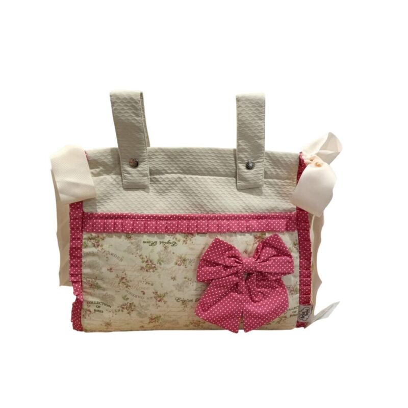 TALEGA FLOR PIQUE CON VOLANTE TELA  BRISA BEBE. COCHECITOS-CARRICOCHES PARA BEBE SACOS Y TEXTILES BOLSOS ,TALEGAS MALETAS OUTLET