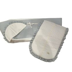 889 ROPA VESTIDURA PARA CAPAZO MIMBRE AZUL ARTESANIA CHARI. MOBILIARIO Y DECORACION PARA BEBE - ROPA CUNA MINICUNA MINICUNAS