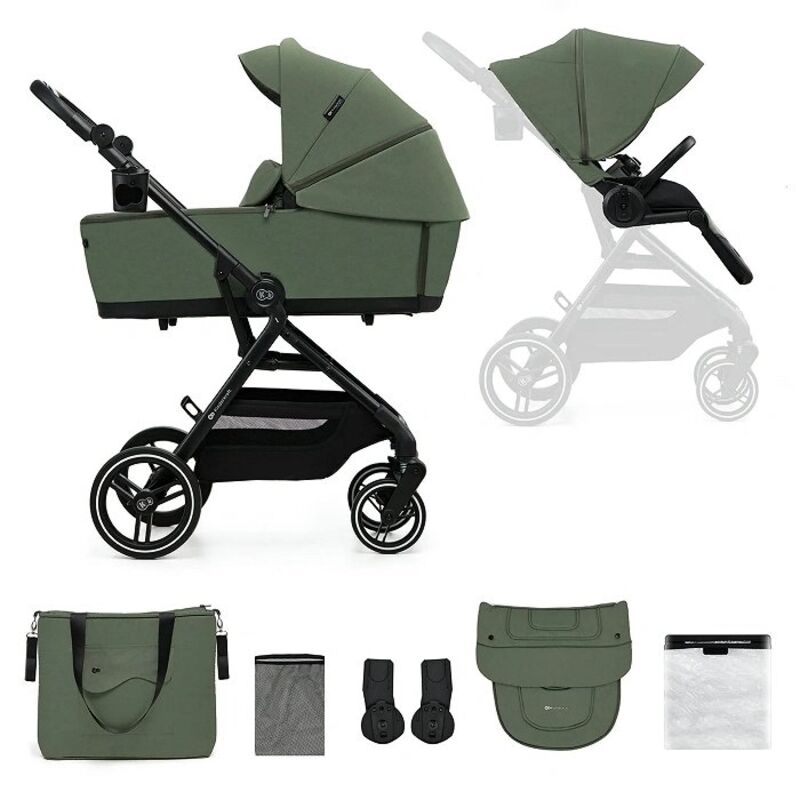 Coche duo Carrito bebé 2en1 YOXI kinderckraft. COCHECITOS-CARRICOCHES PARA BEBE DE DOS PIEZAS EN TRES . Color MYSTIC GREEN. 