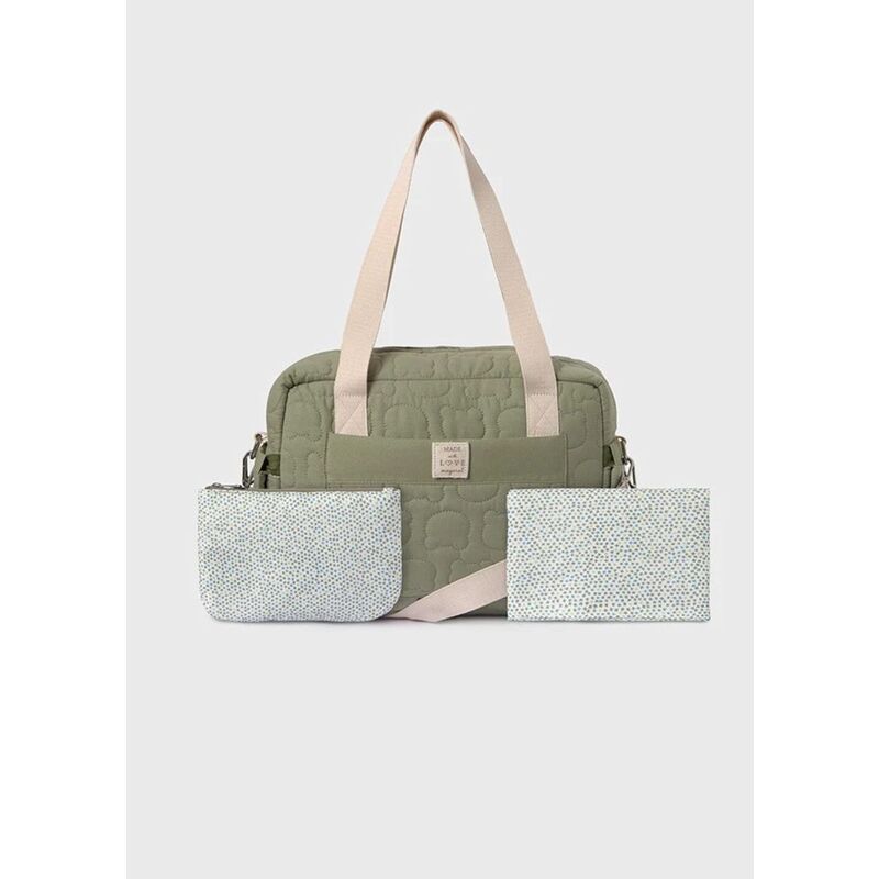 19431 BOLSO TELA GUATEADO MAYORAL. COCHECITOS-CARRICOCHES PARA BEBE SACOS Y TEXTILES BOLSOS ,TALEGAS MALETAS . Color Verde. 