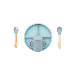 009 Vajilla 5 piezas silicona Olmitos. PUERICULTURA Y COMPLEMENTOS PARA BEBES - COMIDA VAJILLAS CUBIERTOS . Color Verde. 