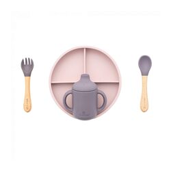 009 Vajilla 5 piezas silicona Olmitos. PUERICULTURA Y COMPLEMENTOS PARA BEBES - COMIDA VAJILLAS CUBIERTOS . Color Rosa. 