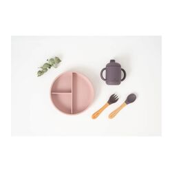 009 Vajilla 5 piezas silicona Olmitos. PUERICULTURA Y COMPLEMENTOS PARA BEBES - COMIDA VAJILLAS CUBIERTOS . Color Rosa. 