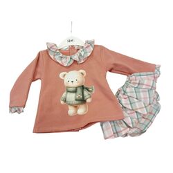31756 Conjunto de sudadera oso tunfisda y  falda de cuadros con volante Tony. ROPA PARA BEBES ,PREMAMA Y COLEGIAL - DE 0 5 AÑOS