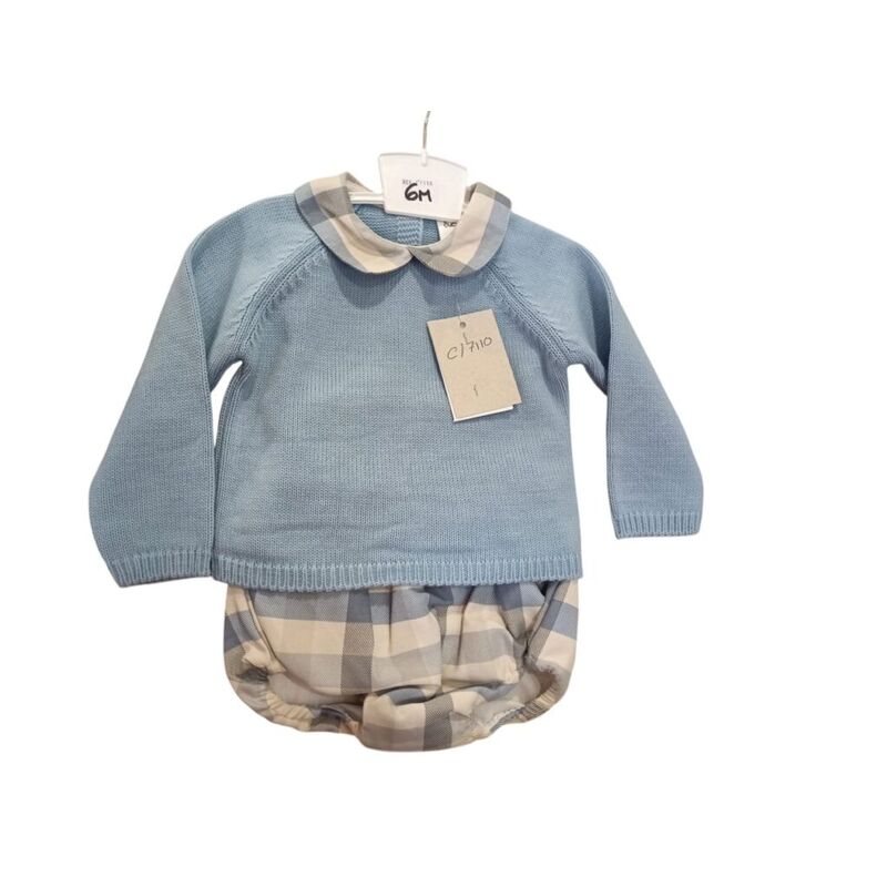 C7110 Conjunto de punto bebe celeste Cucadas. ROPA PARA BEBES ,PREMAMA Y COLEGIAL - DE 0 5 AÑOS INVIERNO NIÑO Conjuntos . TALLAS