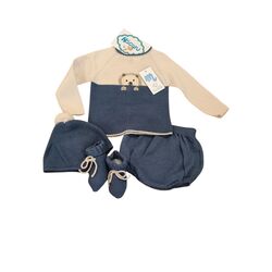 9835 Trajé 4pz  corto culote patucos y gorro pom pom bordado Mac ilusión. ROPA PARA BEBES ,PREMAMA Y COLEGIAL - DE 0 5 AÑOS