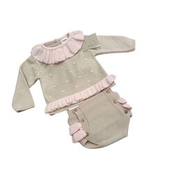CONJUNTO JERSEY CON VOLANTE Y BRAGA DE PUNTO CUCADAS. ROPA PARA BEBES ,PREMAMA Y COLEGIAL - DE 0 5 AÑOS INVIERNO NIÑA Conjuntos