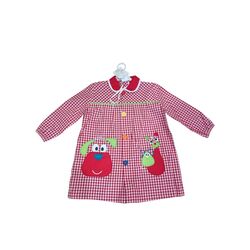 21 MANDILON BOTONES ROJO PERRO GARVEL. ROPA PARA BEBES ,PREMAMA Y COLEGIAL - COLEGIO ,MANDILONES, MOCHILAS CON BOTONES . TALLAS