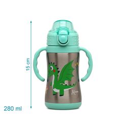5054 KIOKIDS BOTELLA ENTRENAMIENTO DRAGÓN VERDE 280ML ACERO INOXIDABLE. ROPA PARA BEBES ,PREMAMA Y COLEGIAL - COLEGIO