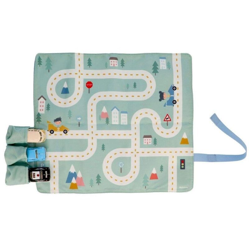 Juego Mantel con Circuito Menta + 3 Coches. JUGUETES PARA BEBE - ACCESORIOS DE . Color Verde. 