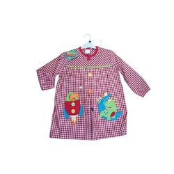 16 MANDILON SIN CUELLO DINO ROJO GARVEL. ROPA PARA BEBES ,PREMAMA Y COLEGIAL - COLEGIO ,MANDILONES, MOCHILAS CON BOTONES .