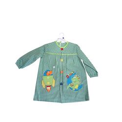 16 MANDILON SIN CUELLO DINO VERDE  GARVEL. ROPA PARA BEBES ,PREMAMA Y COLEGIAL - COLEGIO ,MANDILONES, MOCHILAS CON BOTONES .