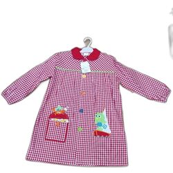 22 MANDILON BOTONES ROJO CON ESTAMPADO MAR GARVEL. ROPA PARA BEBES ,PREMAMA Y COLEGIAL - COLEGIO ,MANDILONES, MOCHILAS CON