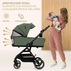 Coche duo Carrito bebé 2en1 YOXI kinderckraft. COCHECITOS-CARRICOCHES PARA BEBE DE DOS PIEZAS EN TRES . Color MYSTIC GREEN. 