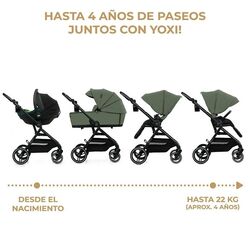 Coche duo Carrito bebé 2en1 YOXI kinderckraft. COCHECITOS-CARRICOCHES PARA BEBE DE DOS PIEZAS EN TRES . Color MYSTIC GREEN. 