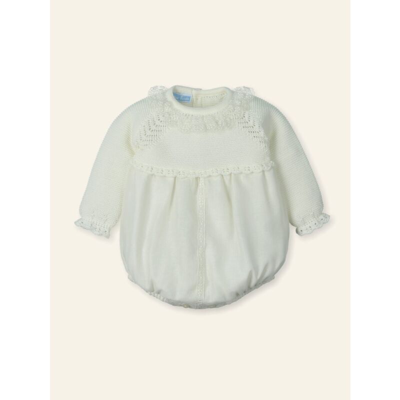 9975  Pelele punto y museina con bolillo "SPECIAL MUSELINA" MAC ILUSION. ROPA PARA BEBES ,PREMAMA Y COLEGIAL - DE 0 5 AÑOS