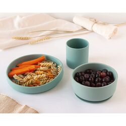 KIOKIDS SET VAJILLA 3 PIEZAS SILICONA KIOKIDS. PUERICULTURA Y COMPLEMENTOS PARA BEBES - COMIDA VAJILLAS CUBIERTOS . Color Verde.