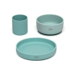 KIOKIDS SET VAJILLA 3 PIEZAS SILICONA KIOKIDS. PUERICULTURA Y COMPLEMENTOS PARA BEBES - COMIDA VAJILLAS CUBIERTOS . Color Verde.