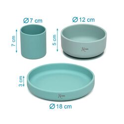 KIOKIDS SET VAJILLA 3 PIEZAS SILICONA KIOKIDS. PUERICULTURA Y COMPLEMENTOS PARA BEBES - COMIDA VAJILLAS CUBIERTOS . Color Verde.