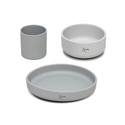 KIOKIDS SET VAJILLA 3 PIEZAS SILICONA KIOKIDS. PUERICULTURA Y COMPLEMENTOS PARA BEBES - COMIDA VAJILLAS CUBIERTOS . Color GRIS .