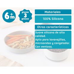 KIOKIDS SET VAJILLA 3 PIEZAS SILICONA KIOKIDS. PUERICULTURA Y COMPLEMENTOS PARA BEBES - COMIDA VAJILLAS CUBIERTOS . Color GRIS .