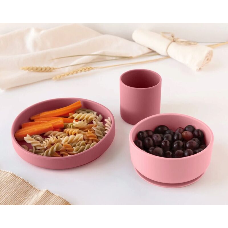 KIOKIDS SET VAJILLA 3 PIEZAS SILICONA KIOKIDS. PUERICULTURA Y COMPLEMENTOS PARA BEBES - COMIDA VAJILLAS CUBIERTOS . Color Rosa. 