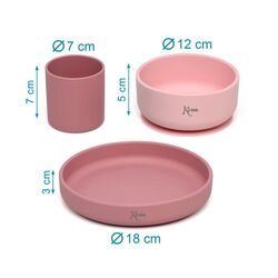 KIOKIDS SET VAJILLA 3 PIEZAS SILICONA KIOKIDS. PUERICULTURA Y COMPLEMENTOS PARA BEBES - COMIDA VAJILLAS CUBIERTOS . Color Rosa. 