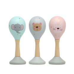3932 GRIS SONAJERO MADERA KIOKIDS. JUGUETES PARA BEBE - INSTRUMENTOS MUSICALES PRIMEROS . Color Azul. 