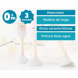 3932 GRIS SONAJERO MADERA KIOKIDS. JUGUETES PARA BEBE - INSTRUMENTOS MUSICALES PRIMEROS . Color GRIS . 