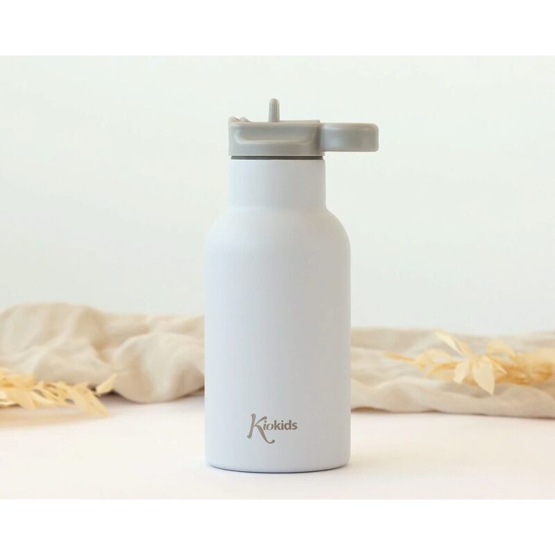 KIOKIDS BOTELLA ROSA DE ACERO INOXIDABLE 350ML KIOKIDS. PUERICULTURA Y COMPLEMENTOS PARA BEBES - COMIDA VASOS TAZAS . Color GRIS