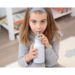 KIOKIDS BOTELLA ROSA DE ACERO INOXIDABLE 350ML KIOKIDS. PUERICULTURA Y COMPLEMENTOS PARA BEBES - COMIDA VASOS TAZAS . Color GRIS
