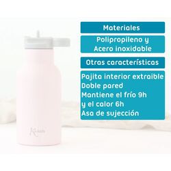 KIOKIDS BOTELLA ROSA DE ACERO INOXIDABLE 350ML KIOKIDS. PUERICULTURA Y COMPLEMENTOS PARA BEBES - COMIDA VASOS TAZAS . Color