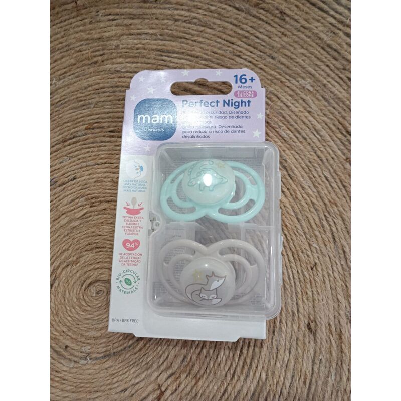 S211  Pack doble chupete perfect night 16+ meses mam. PUERICULTURA Y COMPLEMENTOS PARA BEBES - PORTEO LACTANCIA BIBERONES