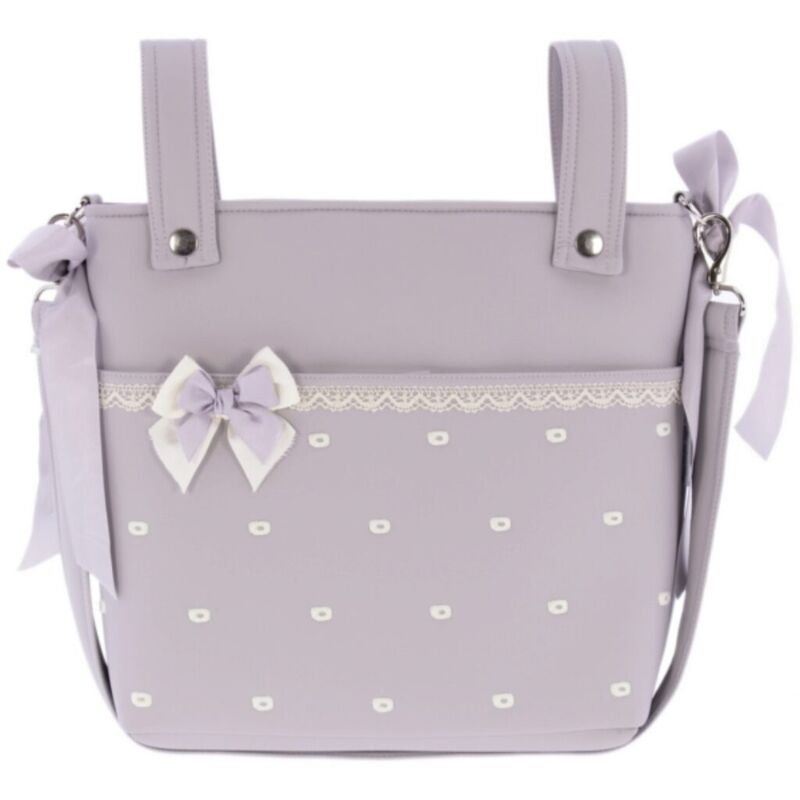66745 TALEGA O BOLSO POLIPIEL BORDADA CON PUNTILLA ARTESANIA ROSY. COCHECITOS-CARRICOCHES PARA BEBE SACOS Y TEXTILES BOLSOS