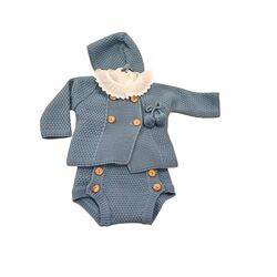 27111 CONJUNTO BEBE  BRAGA CAMISA Y CHAQUETA AZUL EMPOLVADO GLORY. ROPA PARA BEBES ,PREMAMA Y COLEGIAL - DE 0 5 AÑOS INVIERNO
