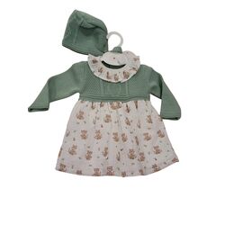 27144 VESTIDO DE PUNTO Y TELA DE OSOS GLORY. ROPA PARA BEBES ,PREMAMA Y COLEGIAL - DE 0 5 AÑOS INVIERNO Vestidos NIÑA . TALLAS 3