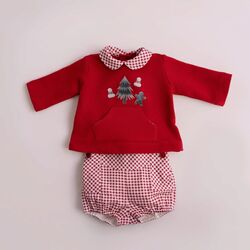 38004523  CONJUNTO BEBE NIÑO ROJO NAVIDAD MIRANDA. ROPA PARA BEBES ,PREMAMA Y COLEGIAL - DE 0 5 AÑOS INVIERNO Conjuntos Ranita