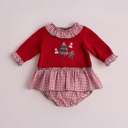 380045VB VESTIDO BRAGUITA BEBE  ROJO NAVIDAD MIRANDA. ROPA PARA BEBES ,PREMAMA Y COLEGIAL - DE 0 5 AÑOS INVIERNO Vestidos NIÑA .