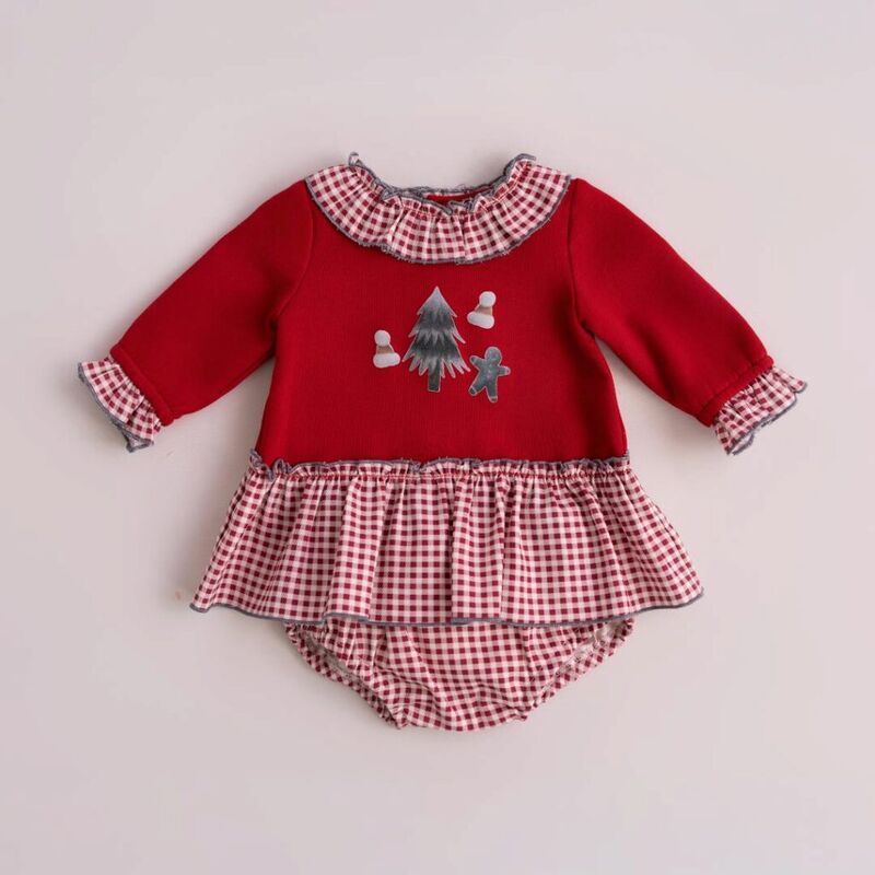 380045VB VESTIDO BRAGUITA BEBE  ROJO NAVIDAD MIRANDA. ROPA PARA BEBES ,PREMAMA Y COLEGIAL - DE 0 5 AÑOS INVIERNO Vestidos NIÑA .