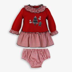 380045VB VESTIDO BRAGUITA BEBE  ROJO NAVIDAD MIRANDA. ROPA PARA BEBES ,PREMAMA Y COLEGIAL - DE 0 5 AÑOS INVIERNO Vestidos NIÑA .