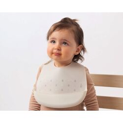 541 Babero silicona  kiokids. PUERICULTURA Y COMPLEMENTOS PARA BEBES - COMIDA BABEROS . Color GRIS . 