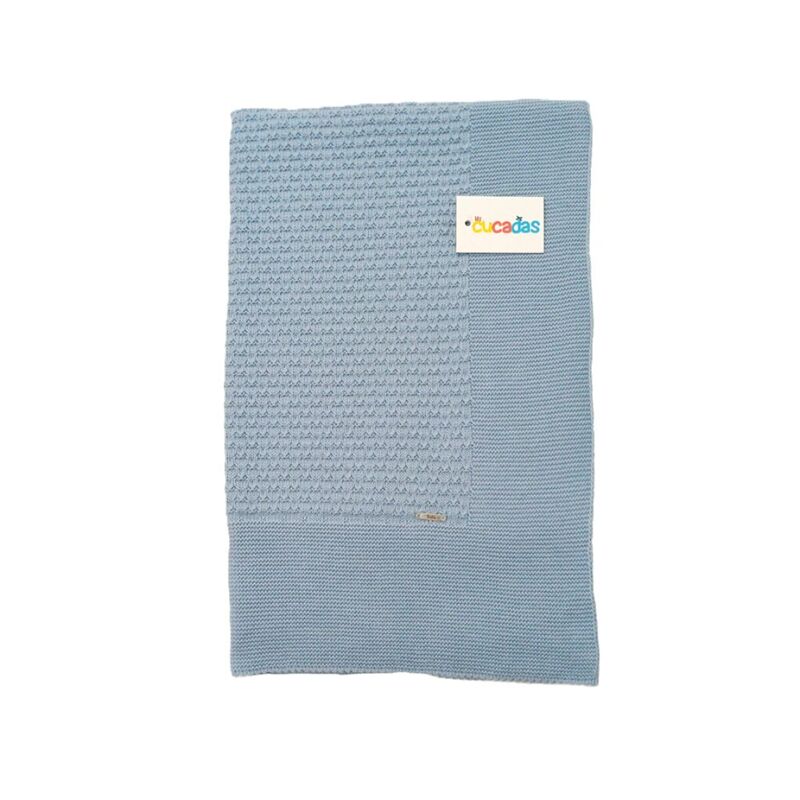 MT5091 Manta punto Mis Cucadas. COCHECITOS-CARRICOCHES PARA BEBE ACCESORIOS DE SACOS Y TEXTILES CHALES MANTAS . Color Azul. 
