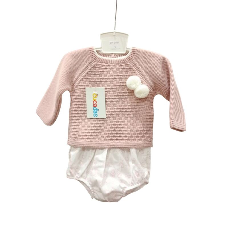 C9107 Conjunto bebé jersey punto y braguita estampada Mis Cucadas. ROPA PARA BEBES ,PREMAMA Y COLEGIAL - DE 0 5 AÑOS INVIERNO