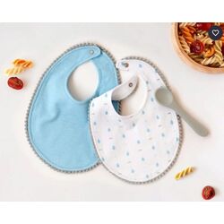 Kiokids - Set 2 baberos y cuchara silicona 5073. PUERICULTURA Y COMPLEMENTOS PARA BEBES - COMIDA BABEROS ACCESORIOS DE COCINA .