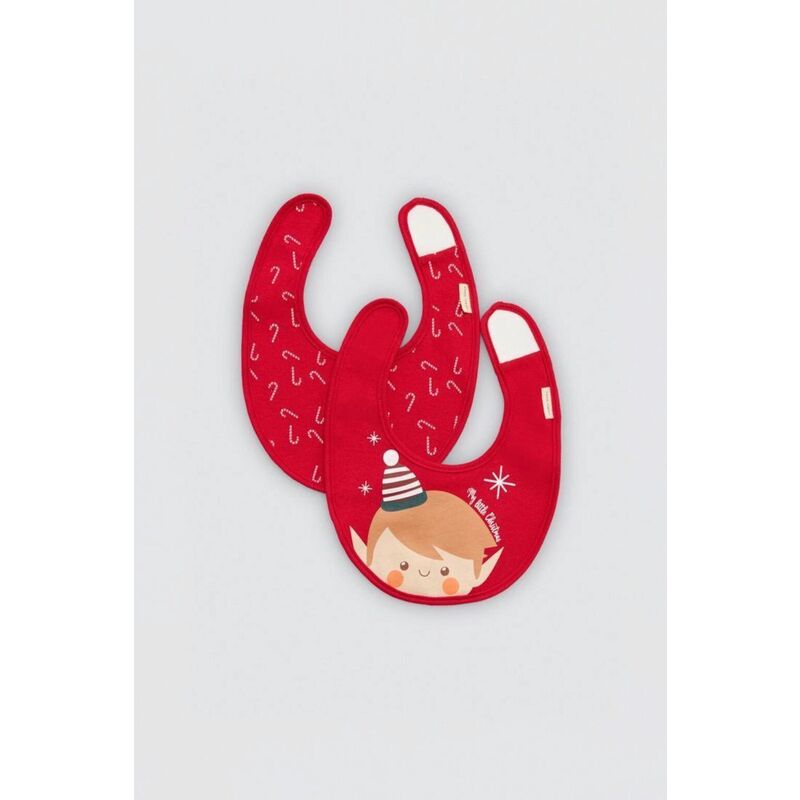 25616 Babero bebé pack de dos navidad  Isabel Mora. PUERICULTURA Y COMPLEMENTOS PARA BEBES - COMIDA BABEROS . Color Rojo. 