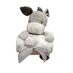 11011 Muñeco con  manta de 80 x 110 gamberritos. JUGUETES PARA BEBE - PELUCHES Y MUÑECOS PRIMEROS . Color GRIS . 