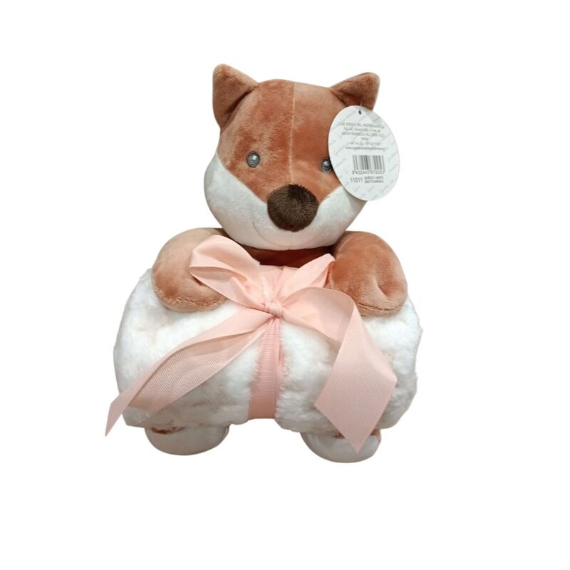 11011 Muñeco con  manta de 80 x 110 gamberritos. JUGUETES PARA BEBE - PELUCHES Y MUÑECOS PRIMEROS . Color Naranja . 